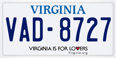 VA license plate VAD8727