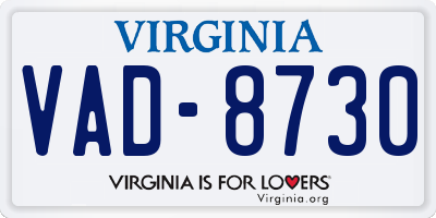 VA license plate VAD8730