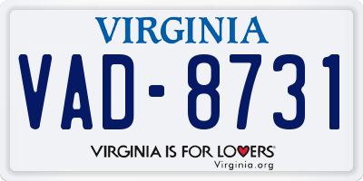 VA license plate VAD8731