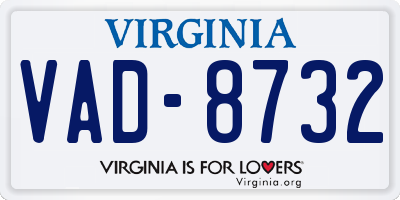 VA license plate VAD8732