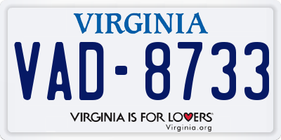 VA license plate VAD8733