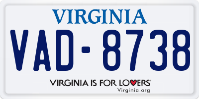 VA license plate VAD8738
