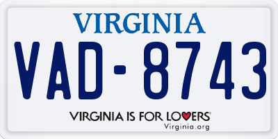 VA license plate VAD8743