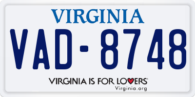 VA license plate VAD8748