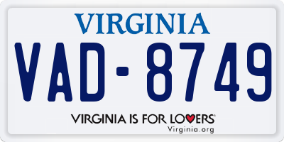 VA license plate VAD8749