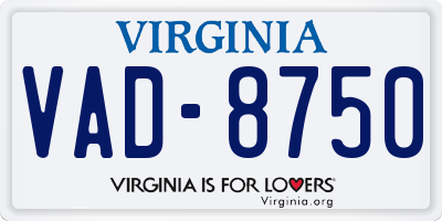 VA license plate VAD8750