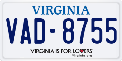 VA license plate VAD8755