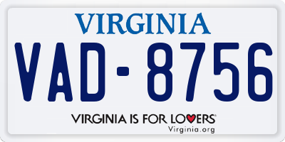 VA license plate VAD8756