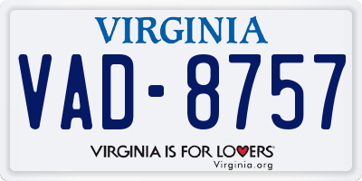 VA license plate VAD8757