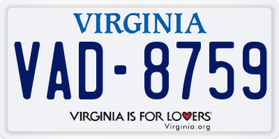 VA license plate VAD8759
