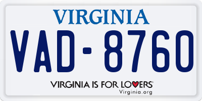 VA license plate VAD8760