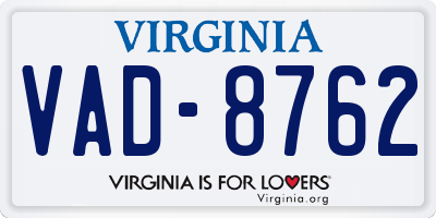 VA license plate VAD8762