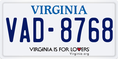 VA license plate VAD8768
