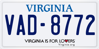 VA license plate VAD8772
