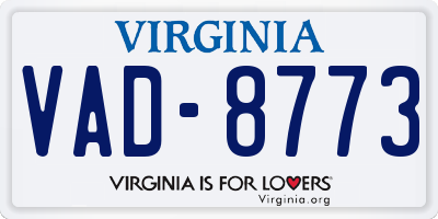 VA license plate VAD8773