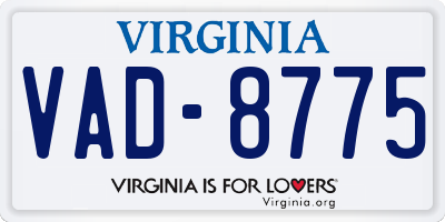 VA license plate VAD8775