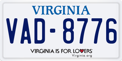VA license plate VAD8776