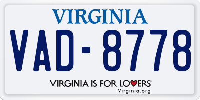 VA license plate VAD8778