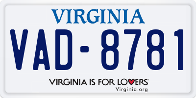 VA license plate VAD8781