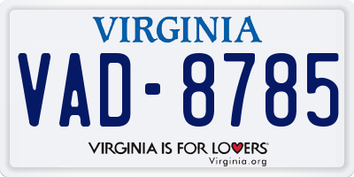 VA license plate VAD8785