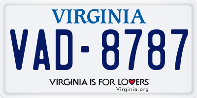 VA license plate VAD8787