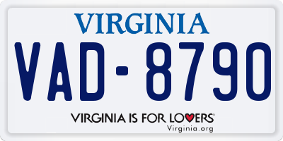 VA license plate VAD8790