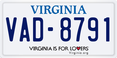 VA license plate VAD8791