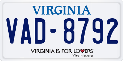 VA license plate VAD8792
