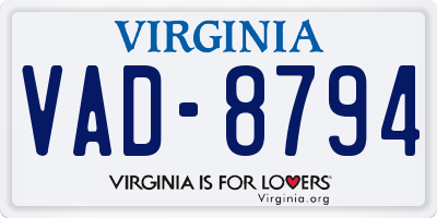 VA license plate VAD8794