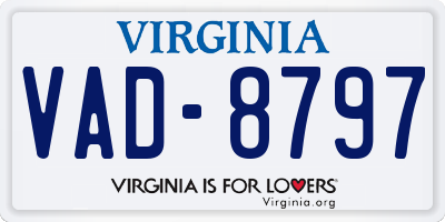 VA license plate VAD8797
