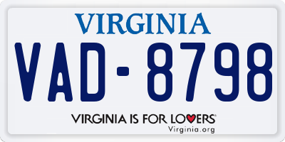 VA license plate VAD8798