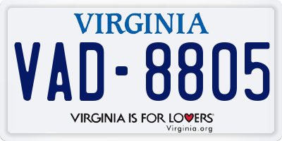 VA license plate VAD8805