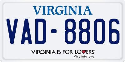 VA license plate VAD8806
