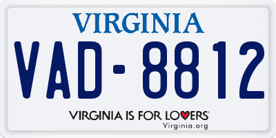 VA license plate VAD8812