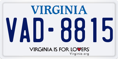 VA license plate VAD8815