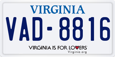 VA license plate VAD8816