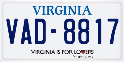VA license plate VAD8817