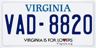 VA license plate VAD8820
