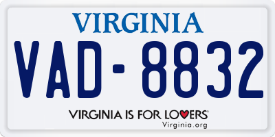 VA license plate VAD8832