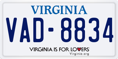 VA license plate VAD8834