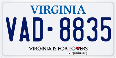 VA license plate VAD8835