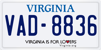 VA license plate VAD8836