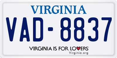 VA license plate VAD8837