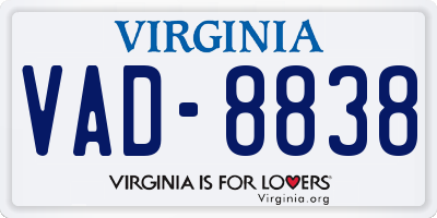 VA license plate VAD8838