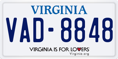 VA license plate VAD8848