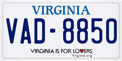 VA license plate VAD8850