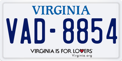VA license plate VAD8854