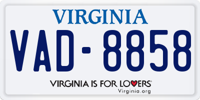 VA license plate VAD8858