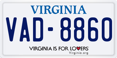 VA license plate VAD8860