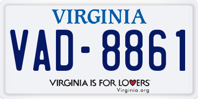 VA license plate VAD8861